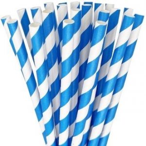 Paper Straws 25pcs Striped Blue