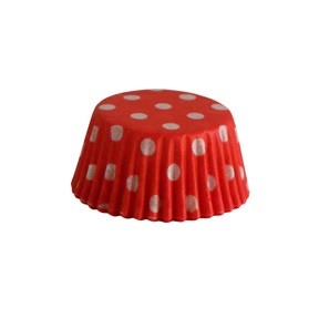 Baking Cups 1-3/8″ Red/Dots 50pc