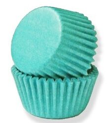 Aqua Mini Cupcake Liner Cups 50 Count