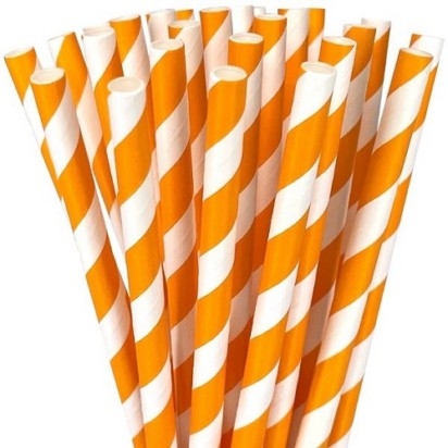 Orange Striped Paper Straws