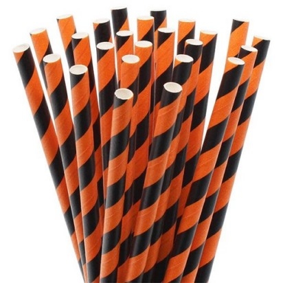 Black/Orange Paper Straws