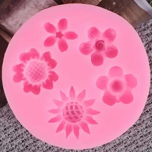 Silicone Mold Assorted Flowers 5 Cavity