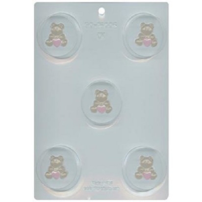 Bear with Heart Chocolate Cookie Mold is used for chocolate making for cupcakes, cakes, cookies, and more!
