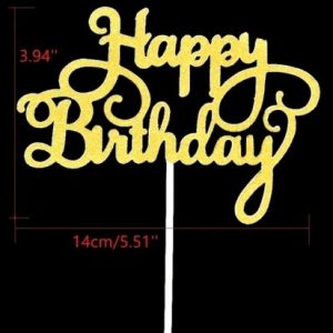 GoldGlitter Happy Birthday Sign 5.5″