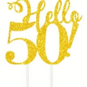 Cake Topper “Hello 50” Gold Glitter