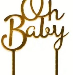 Cake Topper “Oh Baby” Gold Acrylic