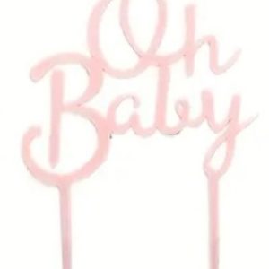 Cake Topper “Oh Baby” Pink Acrylic