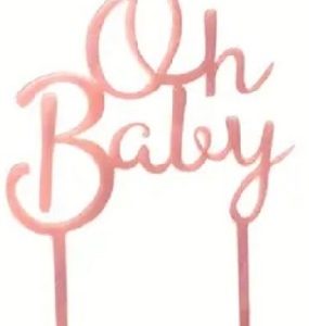 Cake Topper”Oh Baby” Rose Gold Acrylic