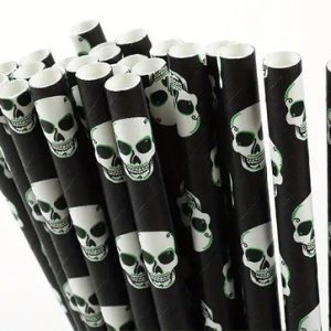 Paper Straw Skull Print 25 count