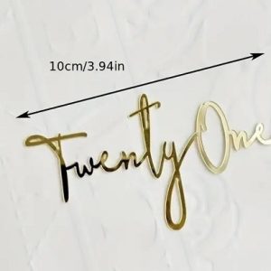TWENTY-ONE Gold Acrylic Cake Topper