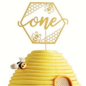 Cake Topper Glitter Gold “One” Honey Bee