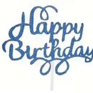 Cake Top “Happy Birthday” Blue 5.5″