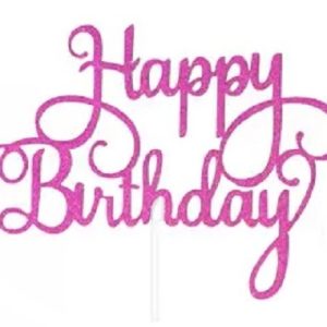 Cake Top Happy Birthday Hot Pink 5.5″