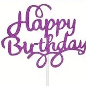 Cake Top “Happy Birthday” Purple 5.5″