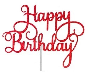 Cake Top Happy Birthday Red – 5.5″