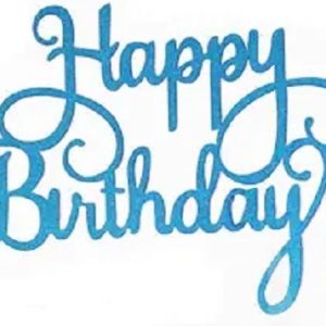 Cake Top “Happy Birthday” Sky Blue 5.5″