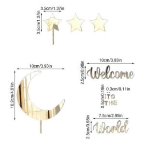 Cake Top Gold “Welcome”Moon/Stars Acrylic