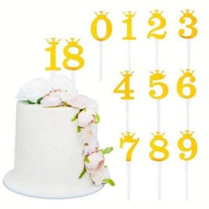 Cake Topper Crown Gold Numbers 0-9