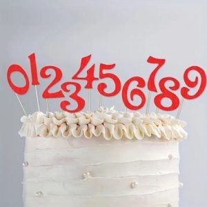 Cake Topper Red Numbers 0-9