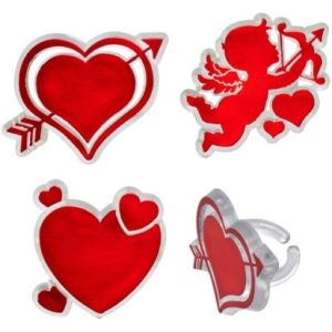 Cupid And Heart Cupcake Rings 12 pcs