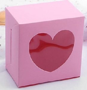 Treat Box Pink With Heart Window 4"