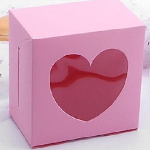 Treat Box Pink W/Heart Window 4″