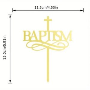 Cake Topper “Baptism” Gold Acrylic