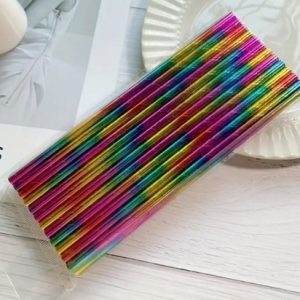 Paper Straws 25pcs Metallic Rainbow