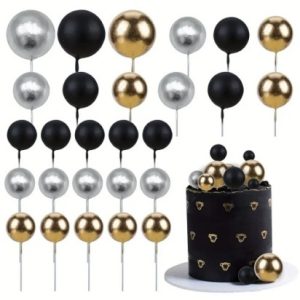 Foam Cake Balls Gold/Silver/Black 30 count