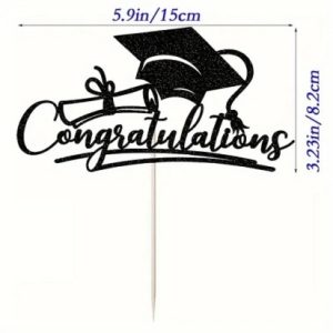 Cake Topper “Congrats” Grad Black Glitter
