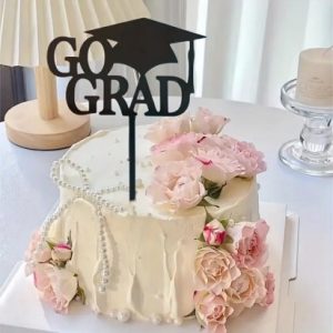 Cake Topper “Go Grad” Black Acrylic