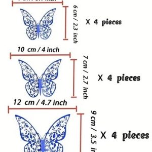 Blue Paper Butterfly Topper-12 count