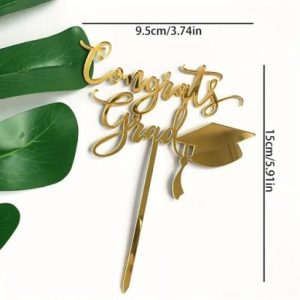 Cake Topper "Congrat Grad" Gold