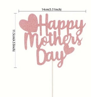 Cake Topper Glitter"Happy Mothers Day"Rose Gold
