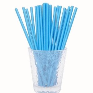 Paper Straws Solid Blue 25 Count