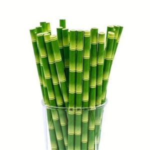 Paper Straw Green Bamboo 25 Count