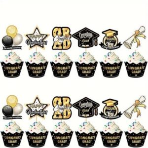 Cupcake Picks Grad-Gold/Black