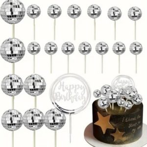 Cake Topper Silver Disco Ball Kit