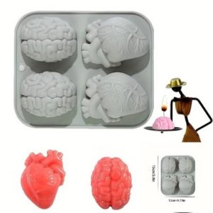 Silicone Mold Brain And Heart 4 Cavity