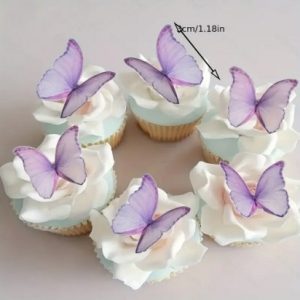 Edible Wafer Purple Butterfly 12 count