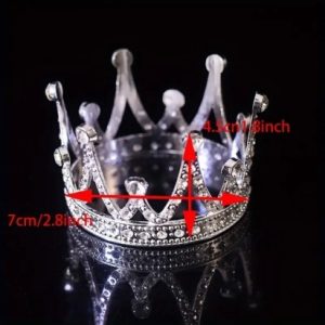 Cake Topper Crown Silver Gem 2.8