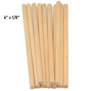 Wooden Dowel Rod 1/8"X 6"-15 Pcs