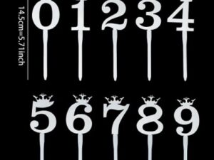 Silver Crown Numbers 0-9 Cake Topper