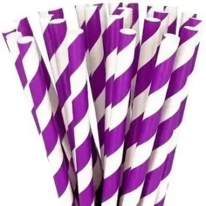 Purple striped Paper Straws 25 Pieces