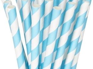 Light Blue/White Paper Straws