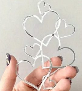 Cake Topper Silver Heart Links