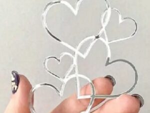 Cake Topper Silver Heart Links