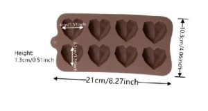 1.5 inch Heart Silicone Mold 8 cavity