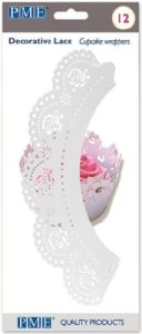 Rose Design Cupcake Wrappers 12 Count White