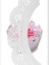 Rose Design Cupcake Wrappers 12 Count White